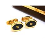 ショッピングセリーヌ ■美品■ CELINE セリーヌ ヴィンテージ カフスボタン カフリンクス ビジネス 紳士 メンズ ゴールド系×ブラック系 DK7303