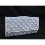 ショッピングゲラルディーニ ■美品■ GHERARDINI ゲラルディーニ PVC×レザー 総柄 三つ折り 長財布 ウォレット レディース ブルーグレー系×アイボリー系 DL3202