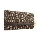 ■新品同様■ CELINE セリーヌ Cマカダム キャンバス×レザー 二つ折り 長財布 ウォレット レディース ブラウン系 FA1136