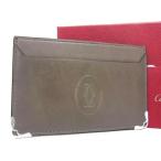 ■新品同様■ Cartier カルティエ マスト ドゥ カルティエ レザー カードケース カード入れ パスケース グレージュ系 FB3182