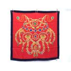 ■新品同様■ Cartier カルティエ シルク100% ジュエリー 宝石柄 大判 スカーフ ストール ショール レディース レッド系 FG9856