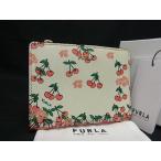 ショッピングさくらんぼ ■極美品■ FURLA フルラ レザー チェリー さくらんぼ 二つ折り 財布 ウォレット レディース アイボリー系×ピンク系 FH2823