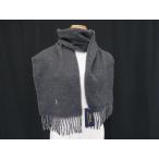 ■極美品■ POLO RALPH LAUREN ポロラルフローレン ウール80％×ナイロン20％ フリンジ マフラー 防寒具 グレー系 FM3110