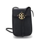ショッピングポシェット ■新品■未使用■ TORY BURCH トリーバーチ ミラー レザー ショルダーバッグ ポシェット スマホケース レディース ブラック系 FM4312