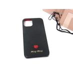 ショッピングミュウミュウ ■美品■ miumiu ミュウミュウ マドラス ラブ レザー iPhone12 mini対応 アイフォンケース スマホケース ブラック系 FN5024
