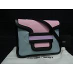 ■新品同様■ PIERRE HARDY ピエールアルディ アルファ レザー クロスボディ ショルダーバッグ ピンク系×ライトブルー系 FN5838