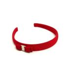 ■新品同様■Salvatore Ferragamo フェラガモ ヴァラリボン キャンバス カチューシャヘ アアクセサリー レディース レッド系 FP6397