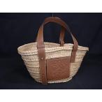 ショッピングロエベ ■美品■ LOEWE ロエベ アナグラム バスケットバッグ ラフィア×レザー ハンドバッグトート レディース ブラウン系 FP7236