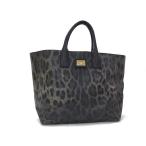 ■新品同様■ DOLCE＆GABBANA ドルチェ&ガッバーナ PVC×レザー レオパード 豹柄 ハンドバッグ トート ブラック系 FT0200