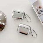 ショッピングairpods proケース AirPods ケース メタリック シルバー シンプル カバー おしゃれ 韓国 第2世代 第3世代 ユニセックス pro プロ レトロ カラビナ付き かっこいい