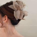 ヘアアクセサリー チュール フラワー ヘアクリップ 女の子 メッシュ ヘアクリップ リボン シアー 大きめ クリップ 大人 おしゃれ 韓国 まとめ髪 ポニーテール