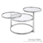 リビングテーブル センターテーブル ローテーブル コーヒーテーブル ガラス天板 丸形 丸テーブル 回転式 クリア 幅59 高さ44 高品質 丈夫 おしゃれ hmdy