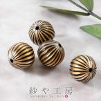 アクリルビーズ 高品質 筋入り ボール 12mm ブラック×ゴールドライン 4個 4ヶ 約1.2cm ビーズ 通し穴付き 丸玉 アクセサリー