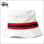 STUSSY (ステューシー)　【ユニセックス】 バケットハット　リンクバンド ロゴ 刺繍 ハット 帽子　SS LINK BAND BUCKET HAT　(WHITE ホワイト)　132650-WHITE