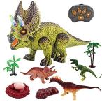 WISHTIMEキッズリモコン恐竜のおもちゃ-男の子のためのウォーキング恐竜のおもちゃウォーキングトリセラトープのおもちゃ電子RCおもちゃには1