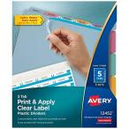 AVERY Plastic 5-Tab Dividers, Easy Print &amp; Apply Clear Label Strip, Index M