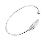 Zhiwen 925 Sterling Silver Leaf Charm spherical Bracelets Feather Adjustabl