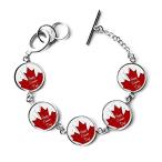Happy Canada Day 4th of July Maple Leaf Texture Bracelet Chain Charm Bangle