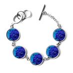 DIYthinker Dark Blue Roses Flowers Bracelet Chain Charm Bangle Jewelry並行輸入品