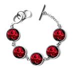 DIYthinker Dark Red Roses Flowers Bracelet Chain Charm Bangle Jewelry並行輸入品　