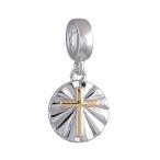 Everbling Golden Cross Dangle 925 Sterling Silver Bead Fits European Charm