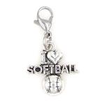 It's All About...You! I Love Softball Sports Stainless Steel Clasp Clip on