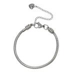 Sexy Sparkles European Snake Chain Charm Bracelet with Heart Lobster Clasp