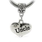 Sexy Sparkles Uncle 2 Sides Heart Shaped Dangle with Clear Rhinestone Charm