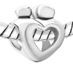 European Mother Child Open Heart Charm Bead Spacer for Snake Chain Charm Br