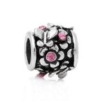 European Pink Flowers Charm Bead Spacer for Snake Chain Charm Bracelet並行輸入品