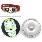 Sexy Sparkles Skull Design Glass Chunk Charm Button Fits Chunk Bracelet 18m