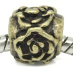 European Bronze Plated Flower Carved on Charm Bead Spacer for Snake Chain C