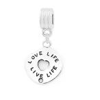 Sexy Sparkles Love Live Life on Front, Follow Your Heart on Back Bead for S