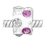 European Purple and Clear Rhinestone Charm Bead Spacer for Snake Chain Char