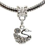 Sexy Sparkles Clear Color Rhinestone Swan Dangle Bead Charm Spacer Bead Sto