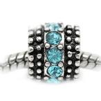 Sexy Sparkles Silver Tone Blue Rhinestones Spacer Charm Bead for European S