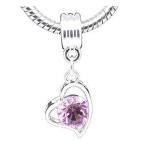 Sexy Sparkles Pink Color Rhinestone Heart Dangle Charm Bead for European Sn