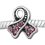 European Awareness Pink Ribbon Charm Bead Spacer for Snake Chain Charm Brac