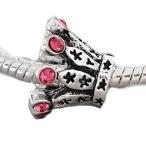 European Princess Crown with Pink Rhinestone Charm Bead Spacer for Snake Ch