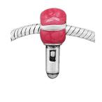 1 European Hot Pink Microphone Charm Bead Spacer for Snake Chain Charm Brac