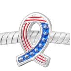 European Red White and Blue Awareness Ribbon Charm Bead Spacer for Snake Ch