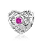 QeenseKc Openwork Regal Heart Love Charm with Sparkling CZ Beads for Europe