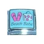 Stylysh Charms Beach Babe Thongs Seaside Enamel Italian 9mm Link OC151 Fits