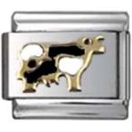 Stylysh Charms Cow Black White Enamel Italian 9mm Link AN007 Fits Tradition