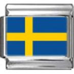 Stylysh Charms Sweden Swedish Flag Photo Italian 9mm Link PC169 Fits Tradit