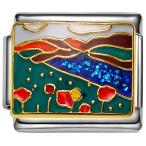 Stylysh Charms Valley Hills Lake Enamel Italian 9mm Link GA055 Fits Traditi