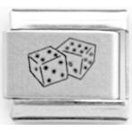 Stylysh Charms DICE Lucky Laser Engraved Italian 9mm Link LC088 Fits Tradit