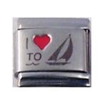 Stylysh Charms Sailing I Love to SAIL RH Laser Engraved Italian 9mm Link OC