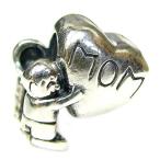 Queenberry Sterling Silver Son Heart with mom Family European Style Bead Ch