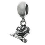 Queenberry Sterling Silver Valentine Rose Flower European Style Dangle Bead